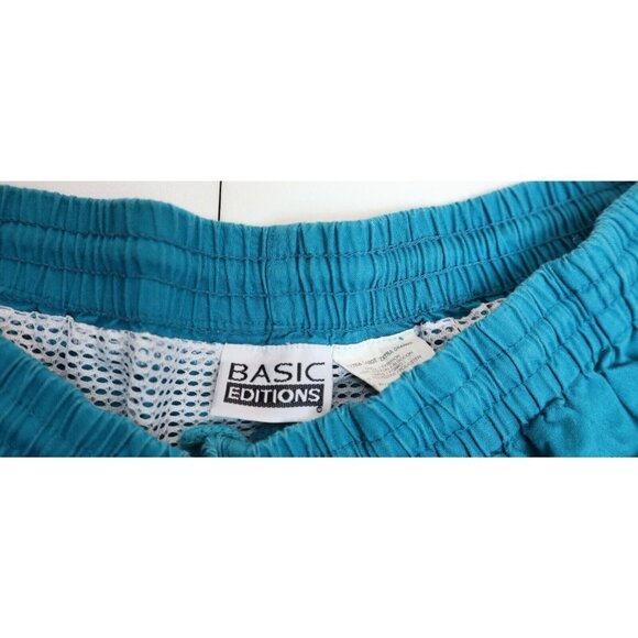 VINTAGE MEN'S BLUE SWIM TRUNKS - SWIMSUIT - BASIC EDITIONS - SIZE XL - Picture 3 of 6